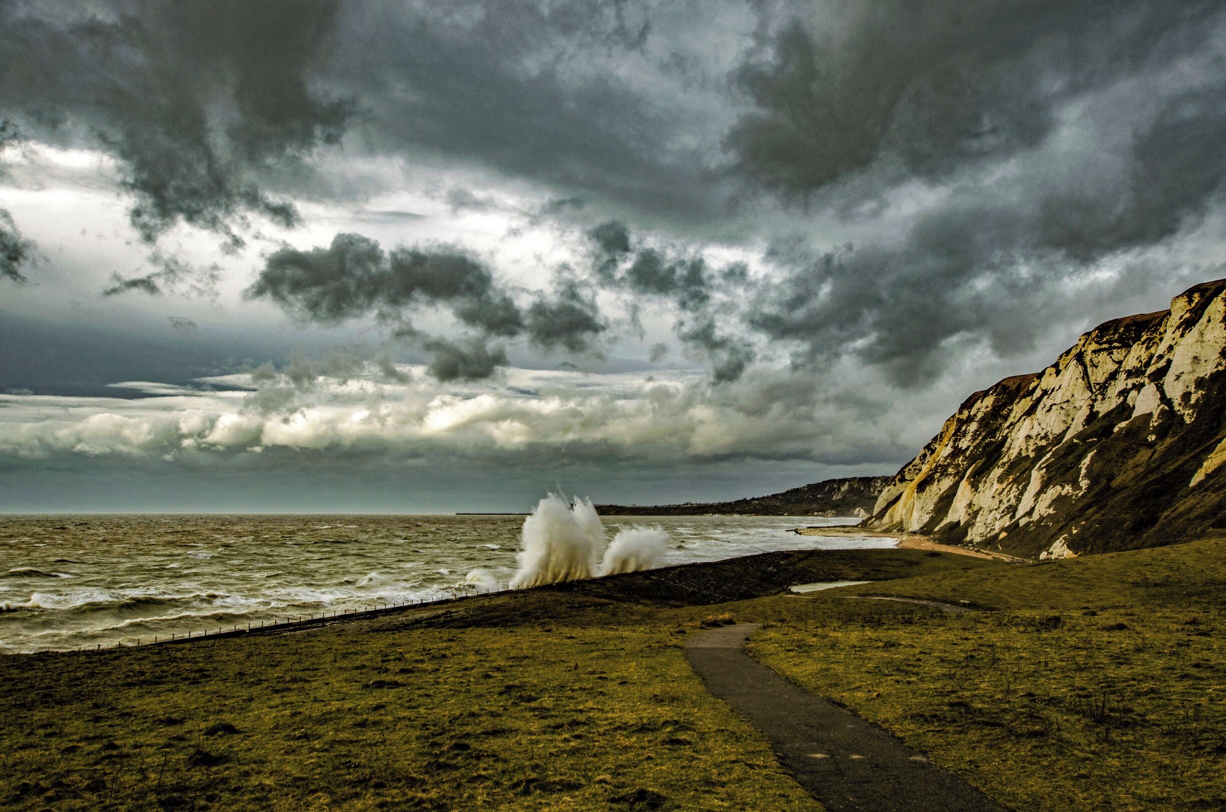 High winds have closed the promenade, but the views looking out towards the English Channel Channel and France are worth the walk around the nature park.