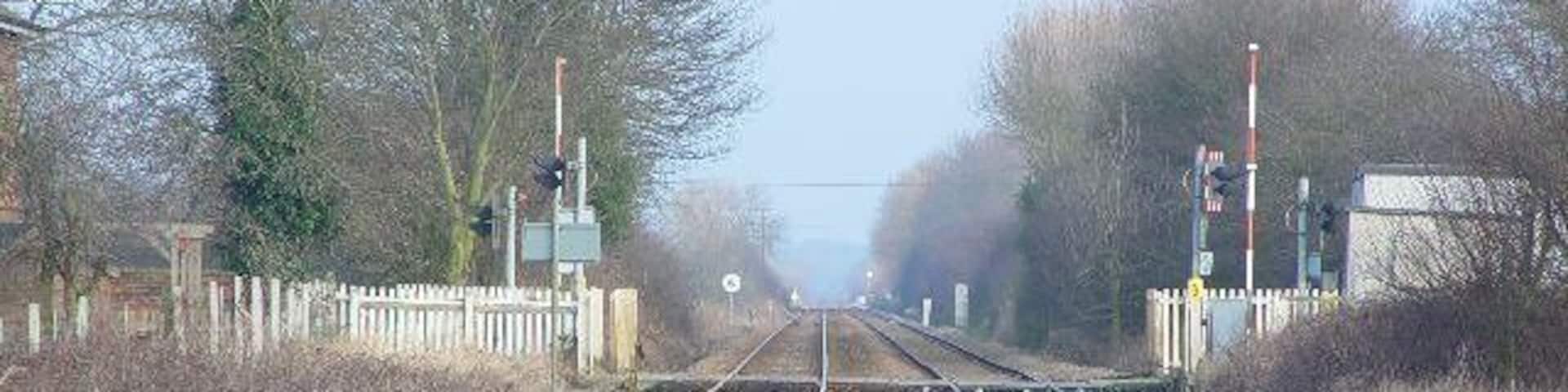 Railway Line to Bridlington, at Nafferton, East Riding of Yorkshire, England. From the footpath linking Wansford and Nafferton as it crosses the line.