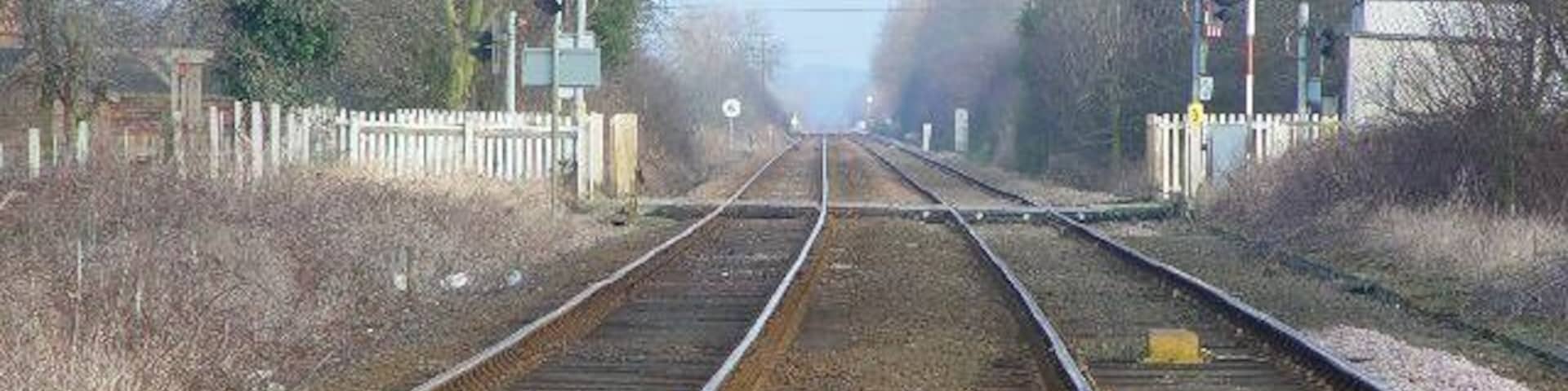 Railway Line to Bridlington, at Nafferton, East Riding of Yorkshire, England. From the footpath linking Wansford and Nafferton as it crosses the line.