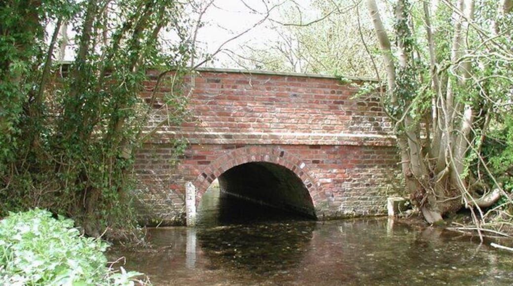 Chalk Stream Bridge, Kirkburn, East Riding of Yorkshire, England. Bridge over Eastburn Beck (sometimes called Chalk Stream) near the eastern end of Kirkburn Main Street.