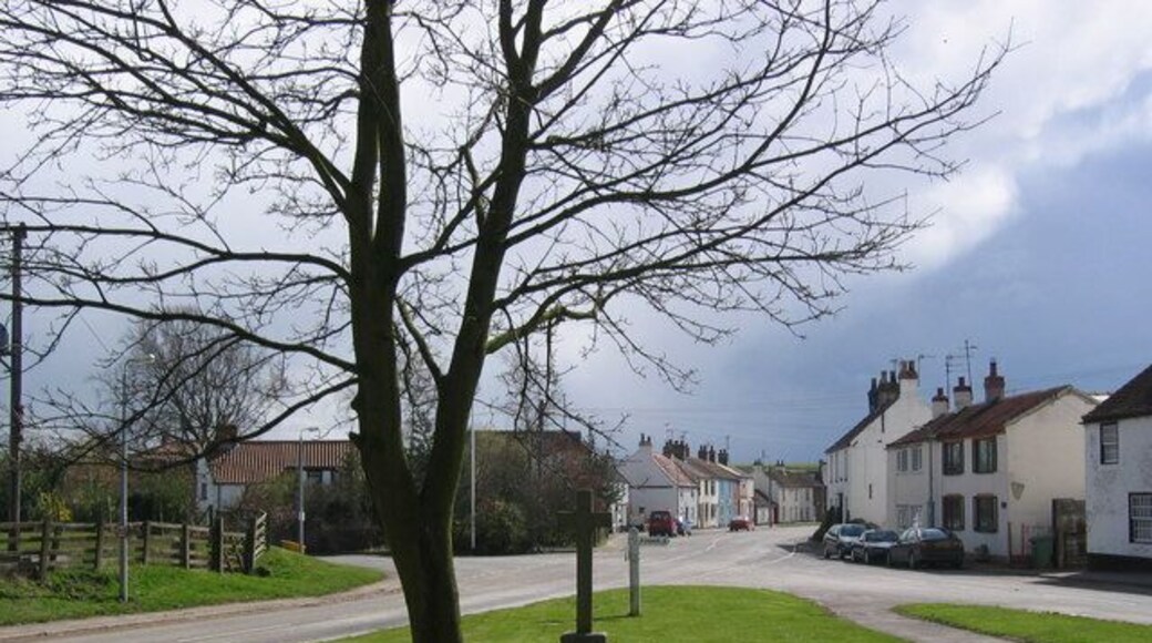 Burton Fleming, East Riding of Yorkshire, England. View south from in front of the church gate.