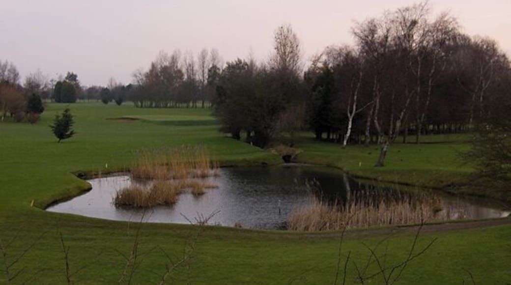 Hainsworth Park Golf Club, Brandesburton, East Riding of Yorkshire, England. The southern end of the golf course, seen from Hempholme Lane