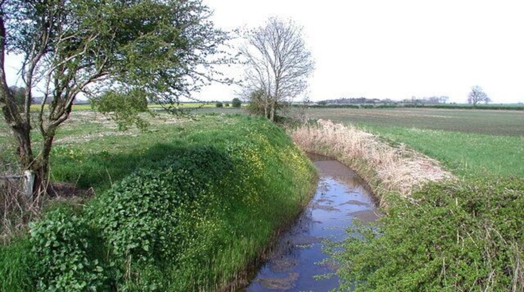 Nafferton Drain, Brigham, East Riding of Yorkshire, England. Looking north-northeast from Nafferton Drain Bridge on the B1249 near Tinkers' Nook, north of Brigham.