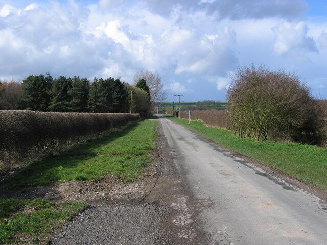 West of Nafferton, East Riding of Yorkshire, England. The lane seen here links the minor Nafferton, Driffield road with the A614. View north towards the A614.