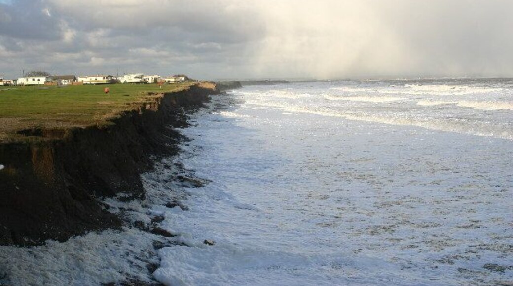 Ulrome Sands, Ulrome, East Riding of Yorkshire, England. Wild day - lots of spume. Looking N from position