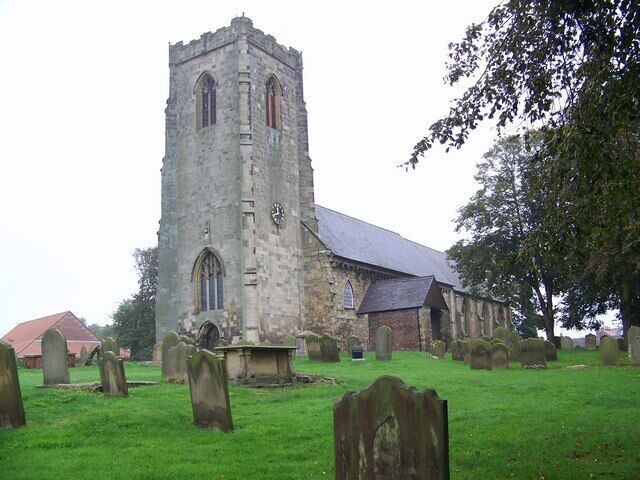 All Saints Church, Kilham, East Riding of Yorkshire, England. The All Saints Church stands on a rise in a commanding position overlooking the village.