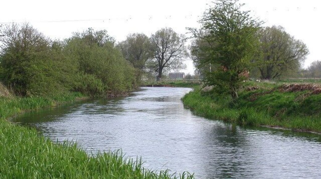The Driffield Canal, Wansford, East Riding of Yorkshire, England. Looking south along the disused Driffield Canal from the field boundary between Wansford Bridge and Snakeholm Lock.