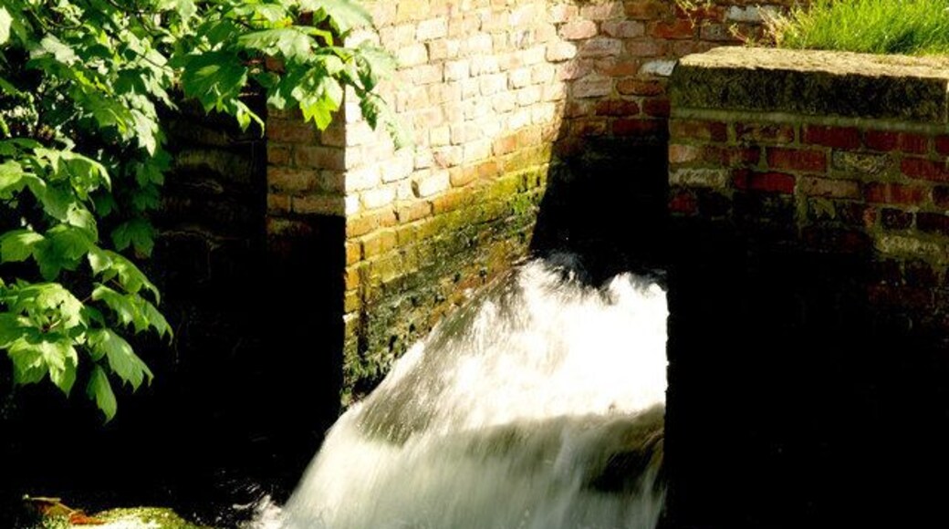 The Overflow on Wansford Lock, Wansford, East Riding of Yorkshire, England. The Driffield Canal is currently unnavigable, but is now being restored. The canal serves as a land drain to the local area and this is the rate at which it flows at the moment. The overflow is just south east of the lock itself.