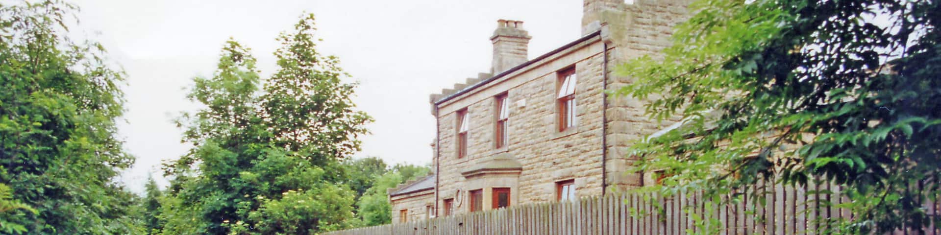 Lanchester: former station, 2000. View SE, towards Durham: ex-NER Durham - Consett/Blackhill line, closed to passengers 1/5/39, to goods 5/7/65.
