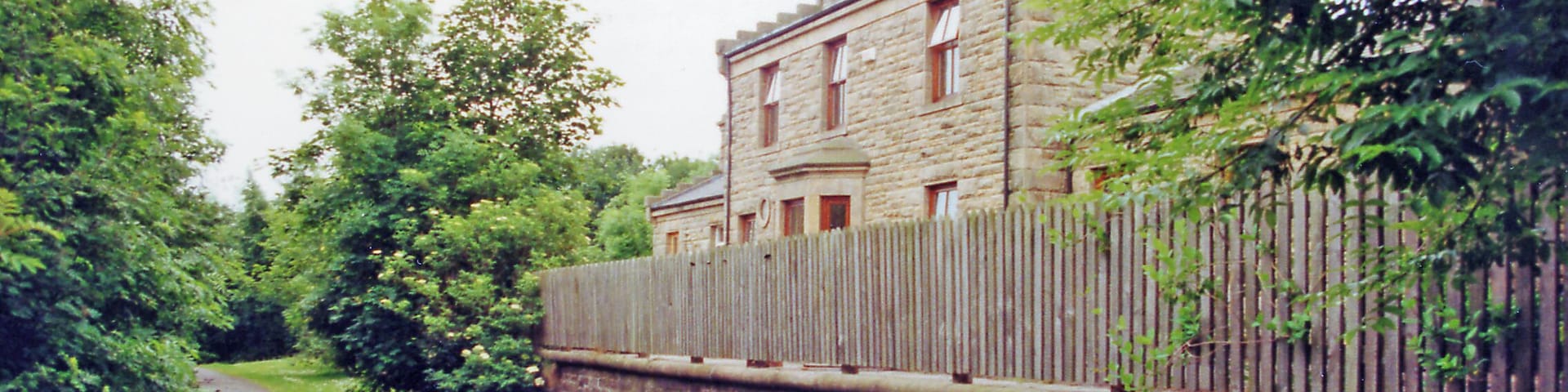 Lanchester: former station, 2000. View SE, towards Durham: ex-NER Durham - Consett/Blackhill line, closed to passengers 1/5/39, to goods 5/7/65.