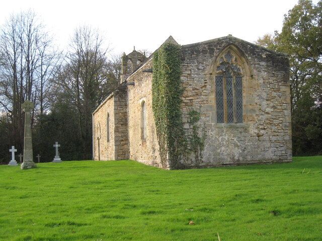Old Chapel at Croxdale Hall. This photograph shows the old chapel at Croxdale Hall on the Croxdale Estate in County Durham. The chapel lies to the east of the River Wear and is surrounded by lovely woodland. The crosses located to the left of the chapel are shown in more detail in this picture 1581466.