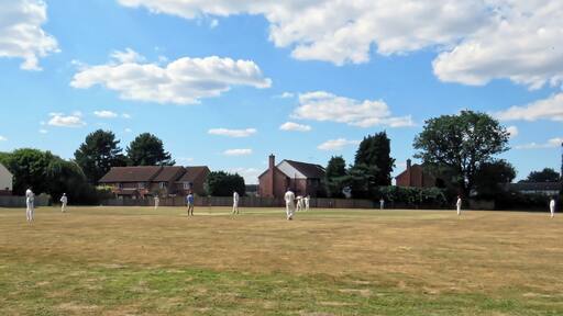 A public Sunday friendly match between Coopersale CC and Old Sectonians CC (Coopersale batting), at Coopersale, a village north from Epping, Essex, England. Coopersale Cricket Club, although previously running Saturday teams, today play only Sundays friendlies. Old Sectonians Cricket Club is a long-standing peripatetic club from Ilford, London. Camera: Canon PowerShot SX60 HS Software: File lens-corrected, optimized, perhaps cropped, with DxO PhotoLab, and likely further optimized with Adobe Photoshop CS2.