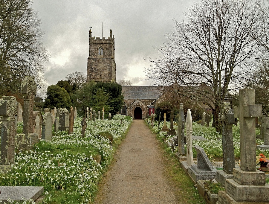Budock Church and Yard after the Rain