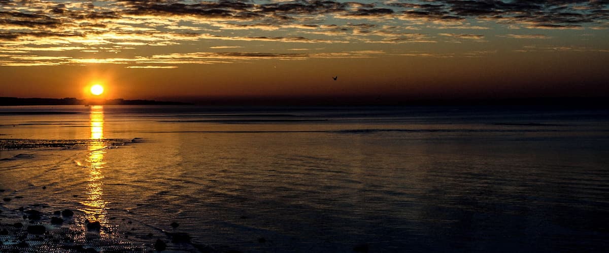 Sunrise at Hill Head, looking towards the Isle of Wight.