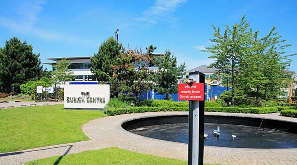 The Zurich Centre, Parkway in the Solent Business Park The Solent Business Park is quite intimidating, with lots of notices saying private, don't do this, and don't do that. Here we have an infrared beam around Zurich Life Assurance's offices. The road is however a public highway.