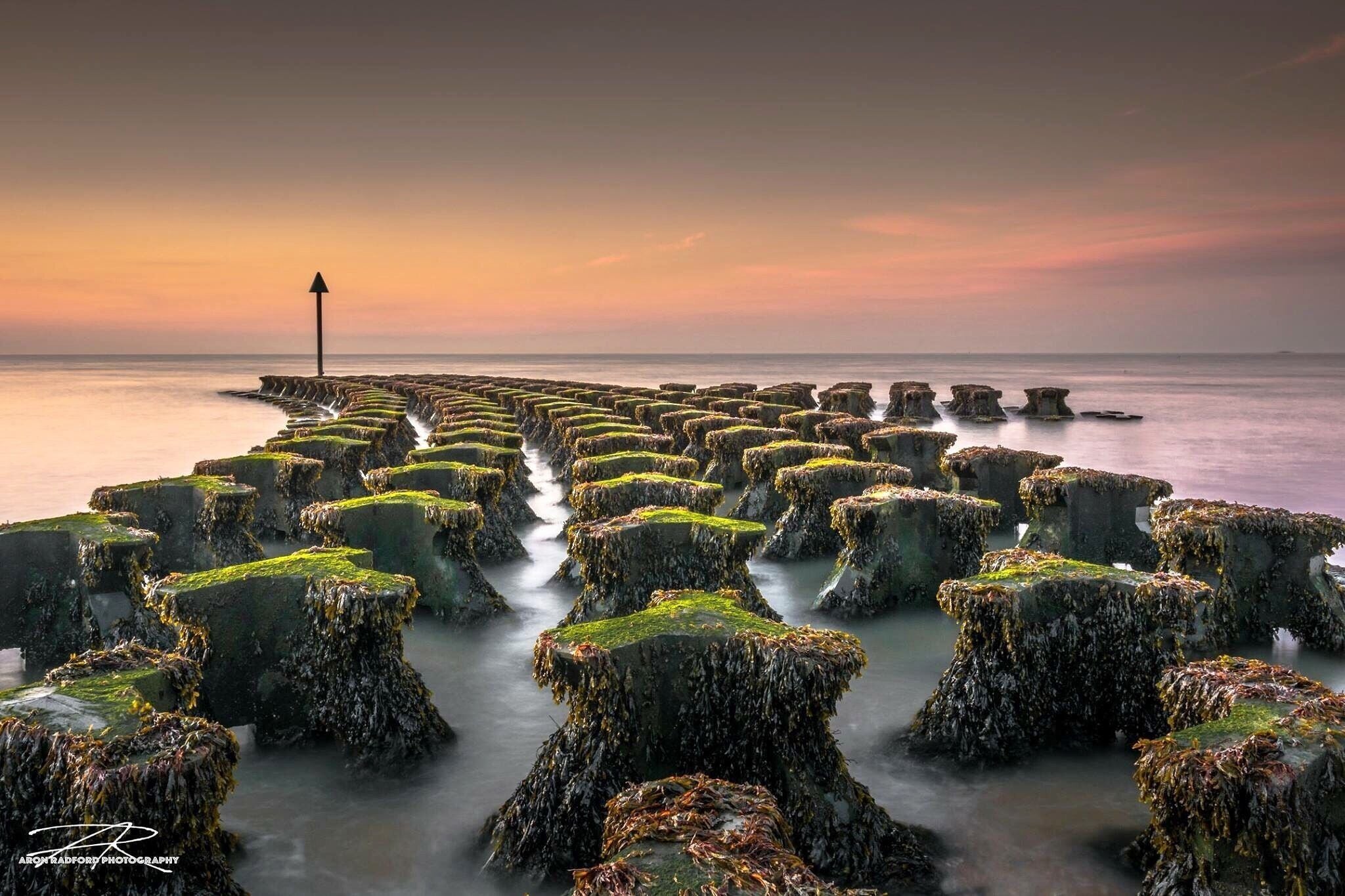 Groynes sea defences at Felixstowe beach 