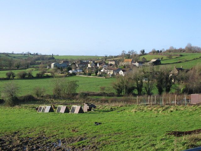 View from Mount Pleasant A view looking west from Mount Pleasant over a smallholding by the Buckland Brook. The chimney at the disused colliery at OS square ST7450 can be seen above the sheds of Dangerfield Farm, just left of centre.