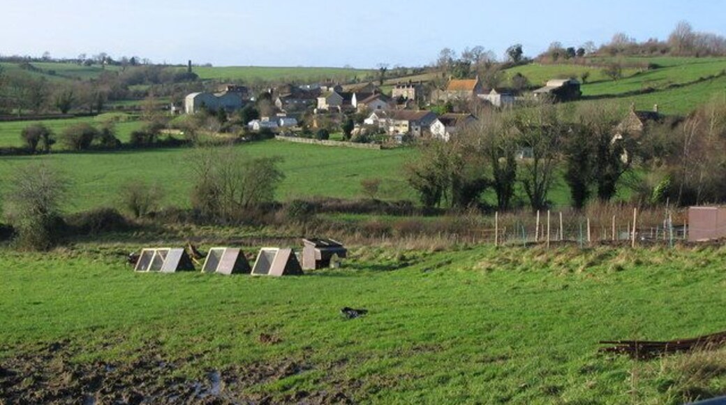 View from Mount Pleasant A view looking west from Mount Pleasant over a smallholding by the Buckland Brook. The chimney at the disused colliery at OS square ST7450 can be seen above the sheds of Dangerfield Farm, just left of centre.