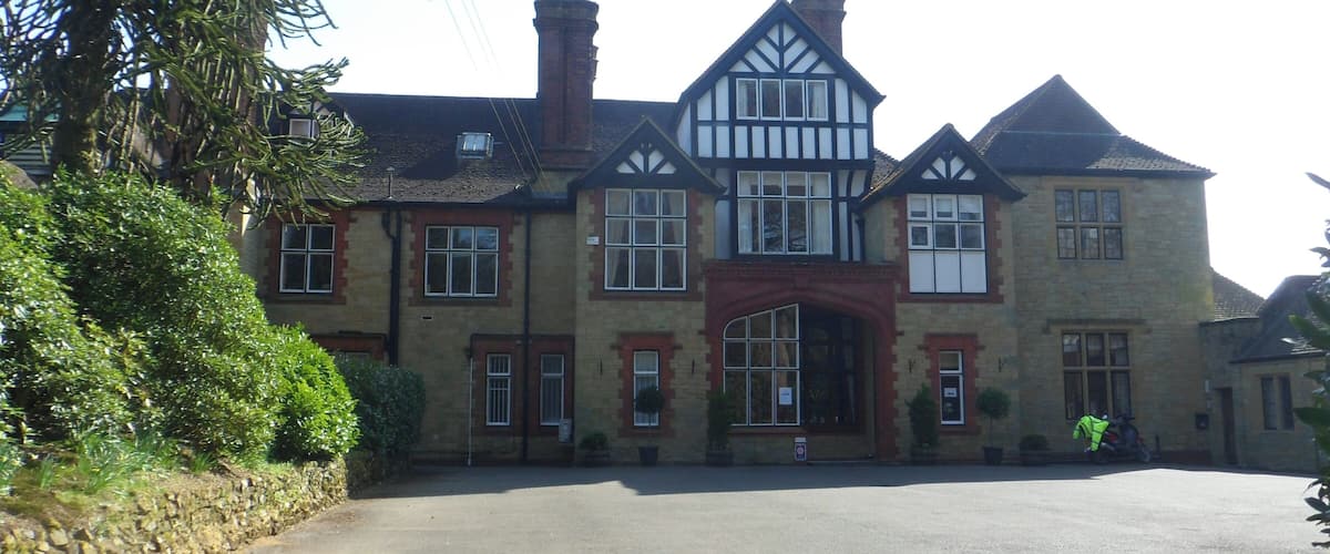 Harry Edwards Spiritual Healing Sanctuary, Burrows Lea, Shere, Borough of Guildford, Surrey, England. A Spiritualist sanctuary (registered both as a place of worship and for the celebration of marriages) within the extensive grounds of Burrows Lea House, between Shere and Peaslake. This view shows Burrows Lea House itself.