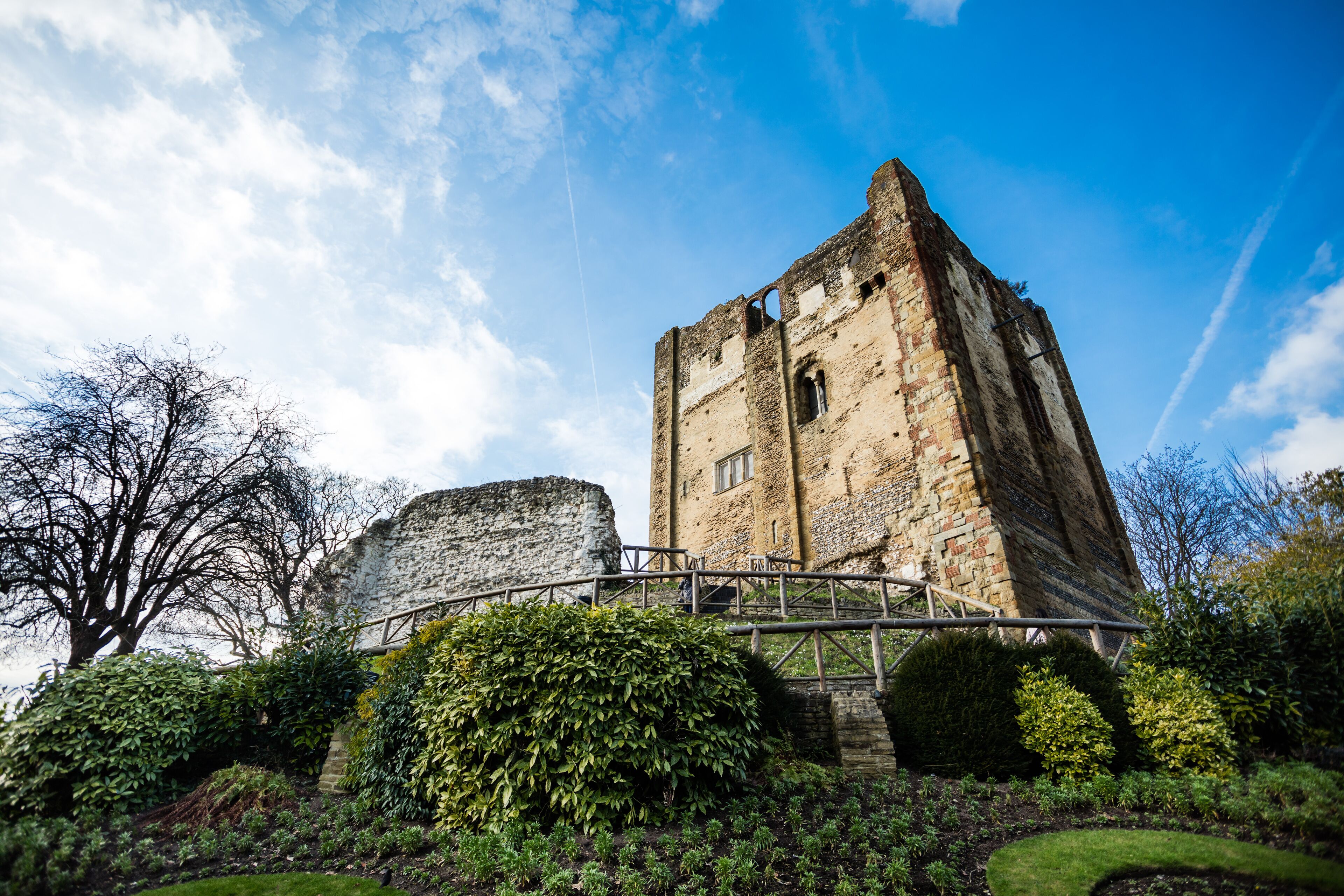 Historic ruins of Guildford Castle, Surrey, Great Britain. England, Shutterstock ID 593061389, SF SSA Case with Manager Approval: Case 07151371, Job: Prepay credit, Client/Licensee: , Other: