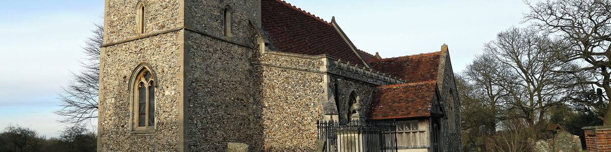 A view of the south-west of the Grade: II* listed early 13th-century St Mary the Virgin parish church of Matching, Essex, England. Software: file lens-corrected and optimized with DxO OpticsPro 10 Elite and Viewpoint 2, and further optimized with Adobe Photoshop CS2.