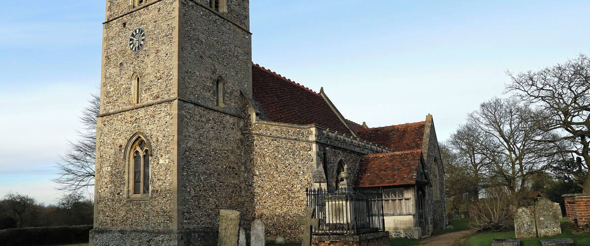 A view of the south-west of the Grade: II* listed early 13th-century St Mary the Virgin parish church of Matching, Essex, England. Software: file lens-corrected and optimized with DxO OpticsPro 10 Elite and Viewpoint 2, and further optimized with Adobe Photoshop CS2.