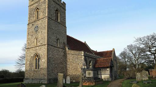 A view of the south-west of the Grade: II* listed early 13th-century St Mary the Virgin parish church of Matching, Essex, England. Software: file lens-corrected and optimized with DxO OpticsPro 10 Elite and Viewpoint 2, and further optimized with Adobe Photoshop CS2.