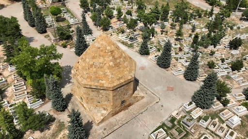 Fatma Hatun Tomb is located in Kumbetalti Cemetery. The tomb was built in 1266 during the Seljuk period. Kirsehir, Turkey.