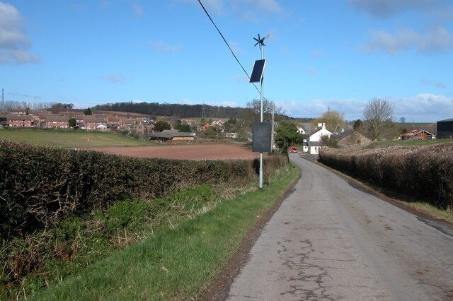 Eco-friendly speed warning sign, Little Dewchurch. This speed warning sign is on the lane approaching Little Dewchurch.