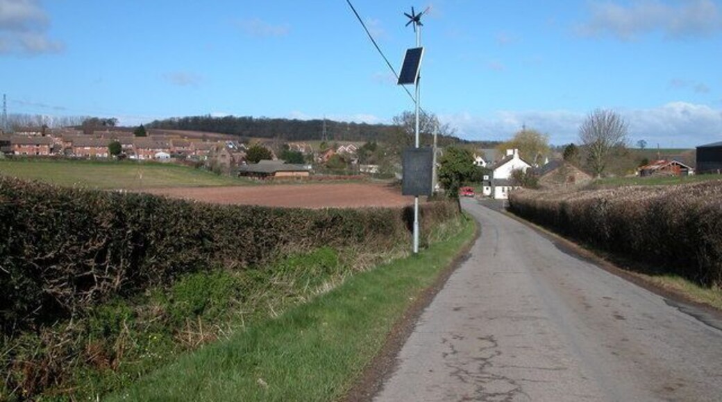 Eco-friendly speed warning sign, Little Dewchurch. This speed warning sign is on the lane approaching Little Dewchurch.