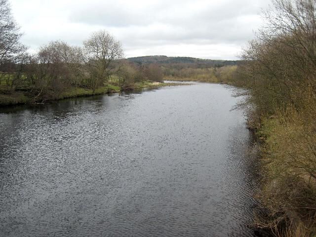 River South Tyne at Bardon Mill Looking downstream from the footbridge.