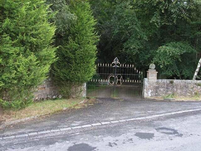 The elaborate gates of Greenhaugh Hall.