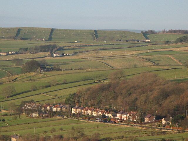 The Haining (3). Telephoto image taken from above Allendale Town in NY8455; above the far end of the houses on Station Road is 390814.