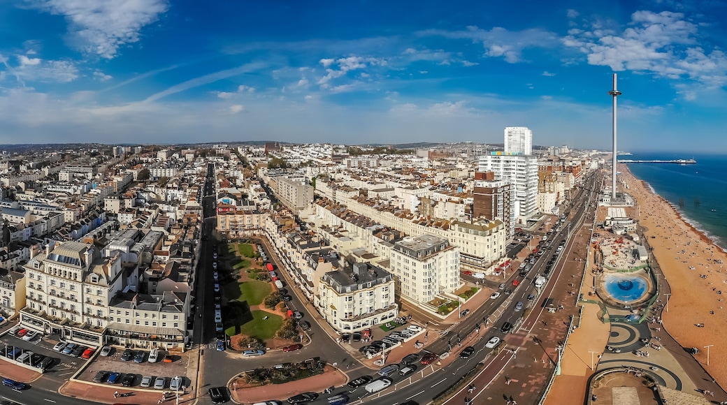 Aerial view of Brighton in sunny day, England