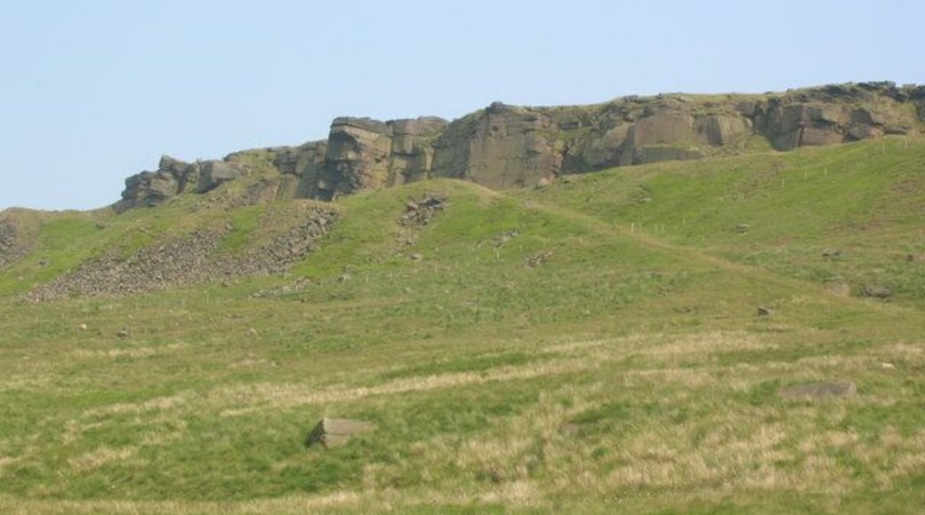 Shooters' Nab. The eastern end of the rocks which stand at the northern end of Meltham Moor overlooking the Colne valley.