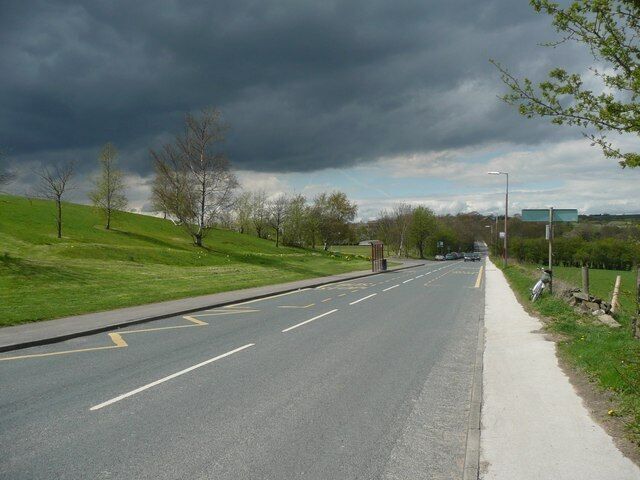 Huddersfield Road B6116, Skelmanthorpe The landscaped area is part of the Shelley College site.