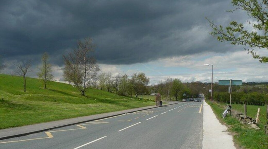 Huddersfield Road B6116, Skelmanthorpe The landscaped area is part of the Shelley College site.