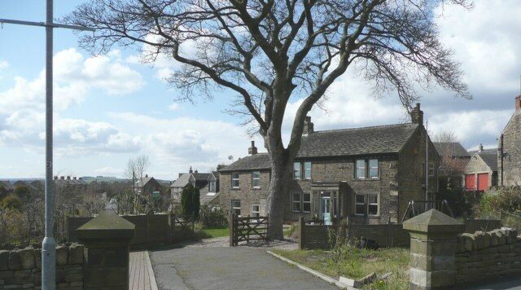 Houses off Doctor Lane, Shelley A grand pair of gateposts guarding the driveway to these houses.