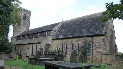 Church of All Hallows, Kirkburton. The present church belongs to the early 13th century.