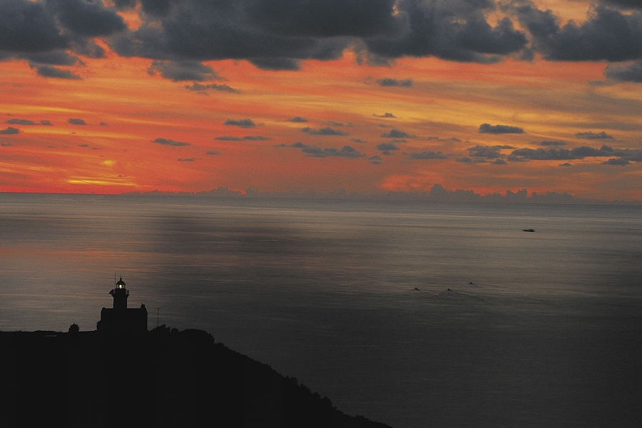 Lighthouse and sunset in Iskenderun Bay, Turkey.