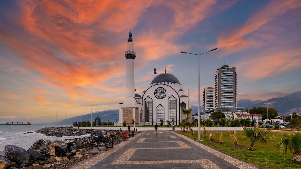 Nihal Atakas Mosque view in Iskenderun Town of Turkey