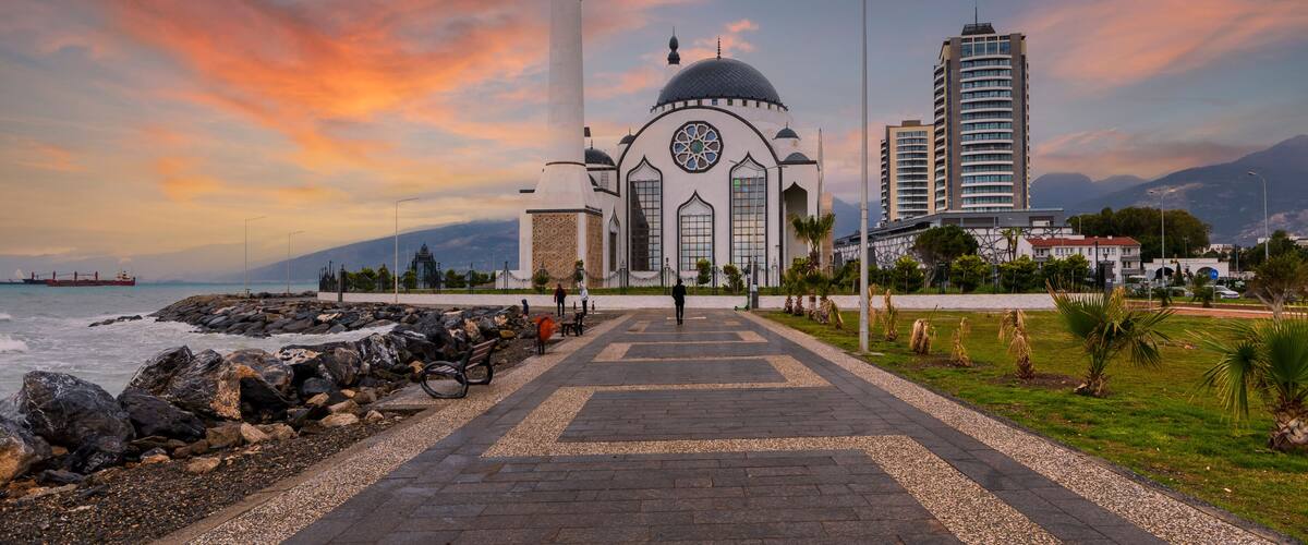 Nihal Atakas Mosque view in Iskenderun Town of Turkey