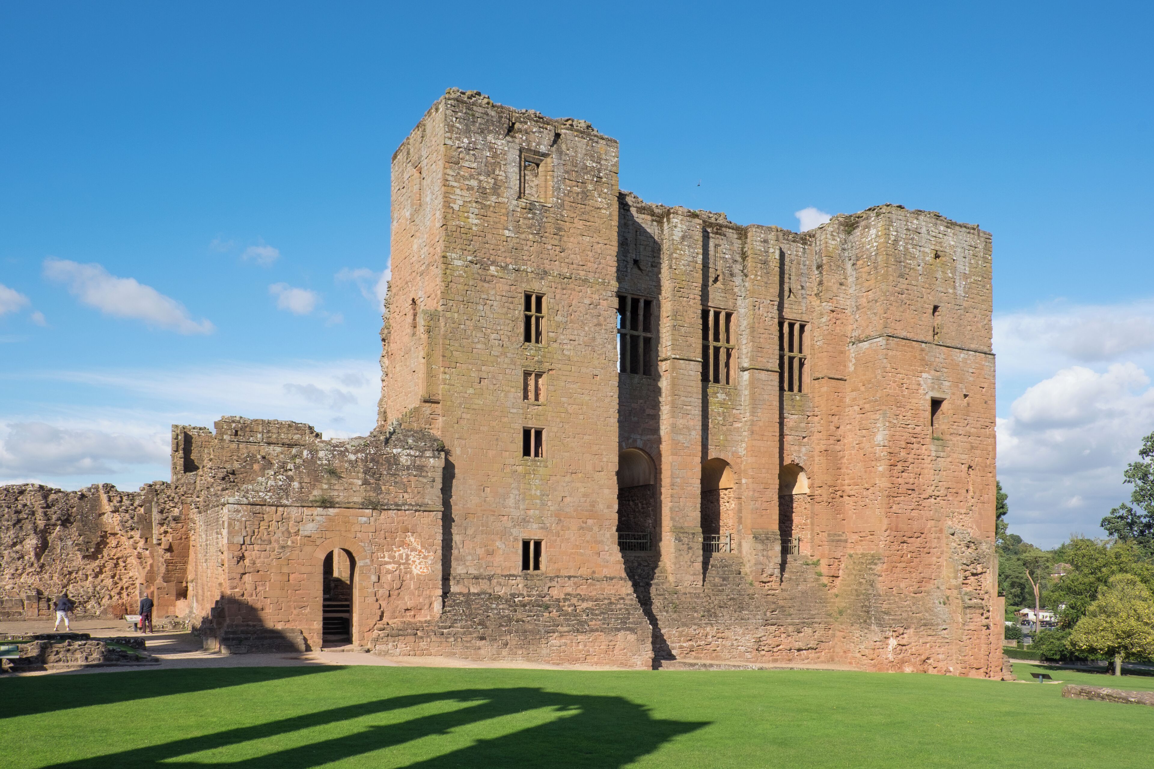 The ruins of Kenilworth Castle keep. This is part of a Grade I listed building in England.