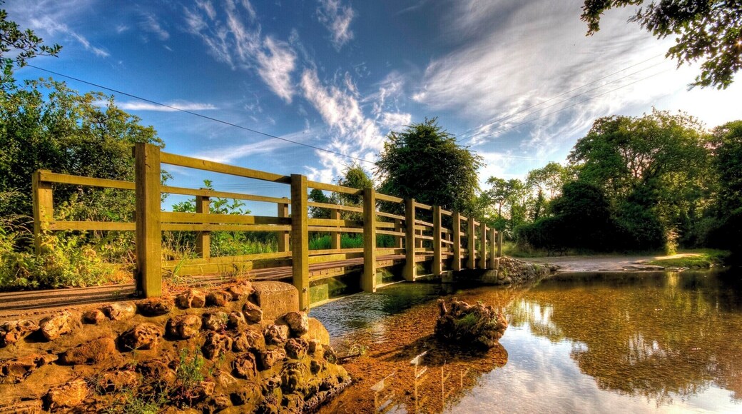 River Nar road crossing, Castle Acre Priory
is left side of footbridge.