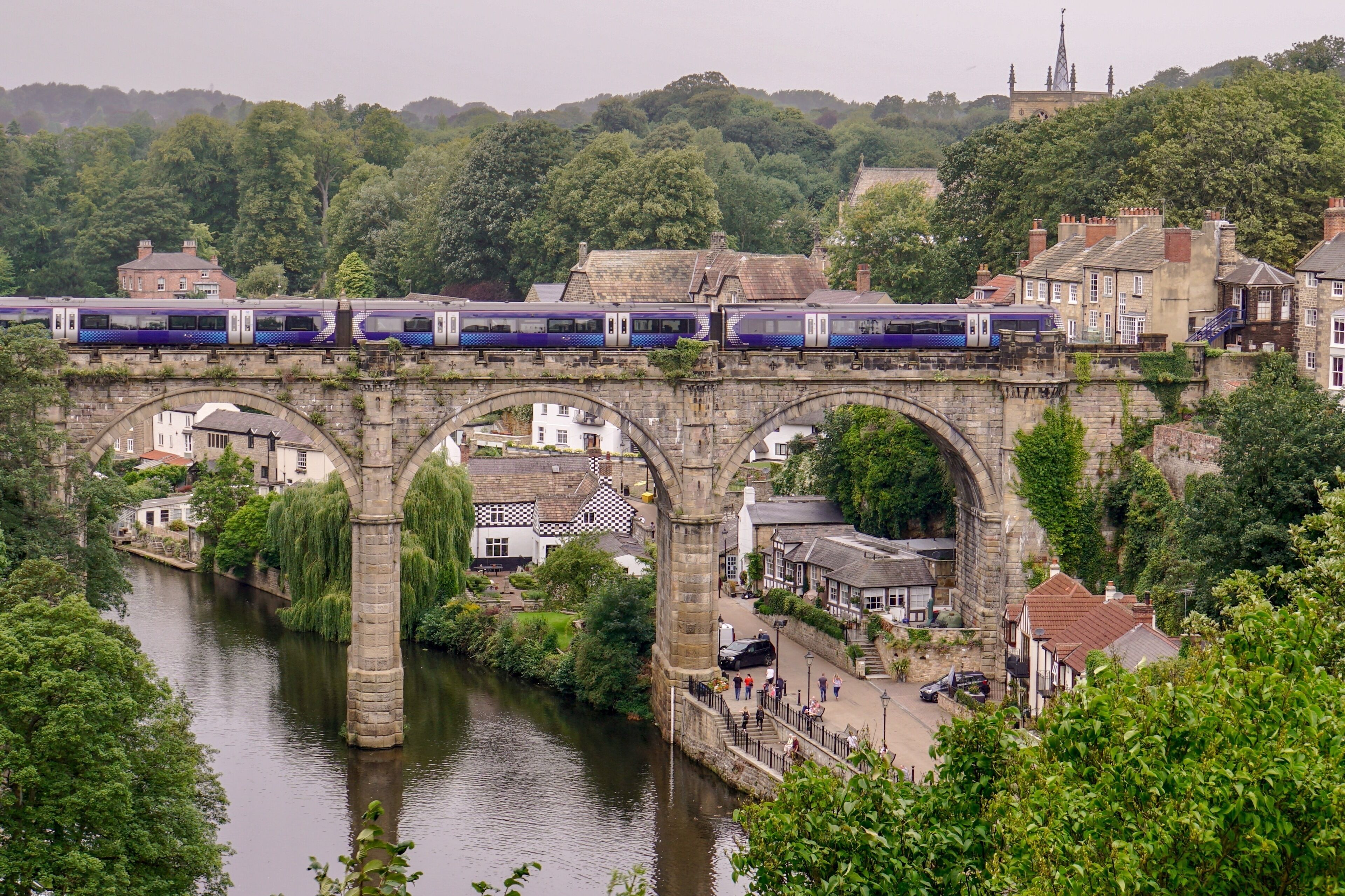 The imposing train Viaduct over the River Nidd @ Knaresborough, Yorkshire, UK (Aug 2018).