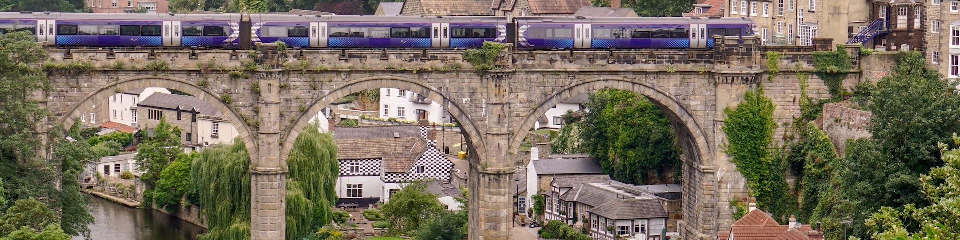 The imposing train Viaduct over the River Nidd @ Knaresborough, Yorkshire, UK (Aug 2018).
