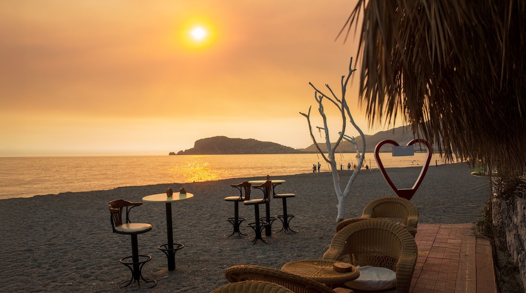 romantic evening sunset in Alanya for background