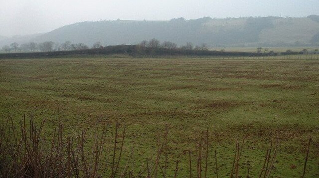 Lune Valley near Claughton. The 'rise' in the middle ground is for a bridge over the disused railway.