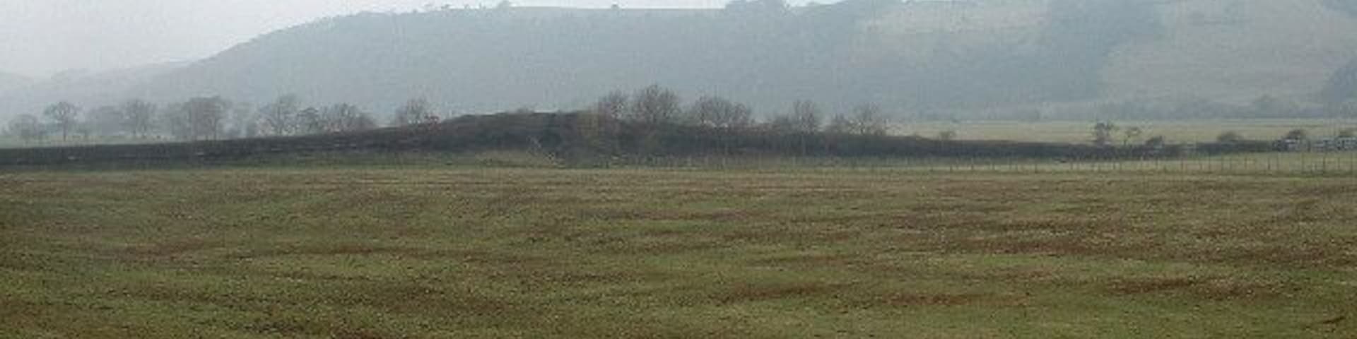 Lune Valley near Claughton. The 'rise' in the middle ground is for a bridge over the disused railway.