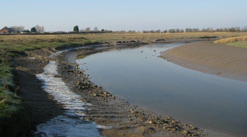 River Conder High tide left a rim of ice on the silty banks.